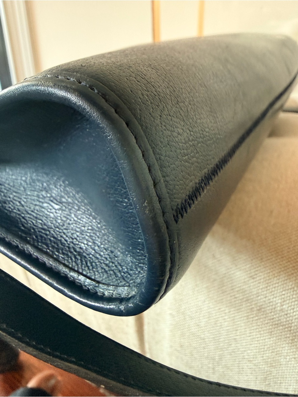 Vintage Christian Dior Navy Leather Shoulder Bag Clutch 1970s Plaque Logo - Picture 9 of 15